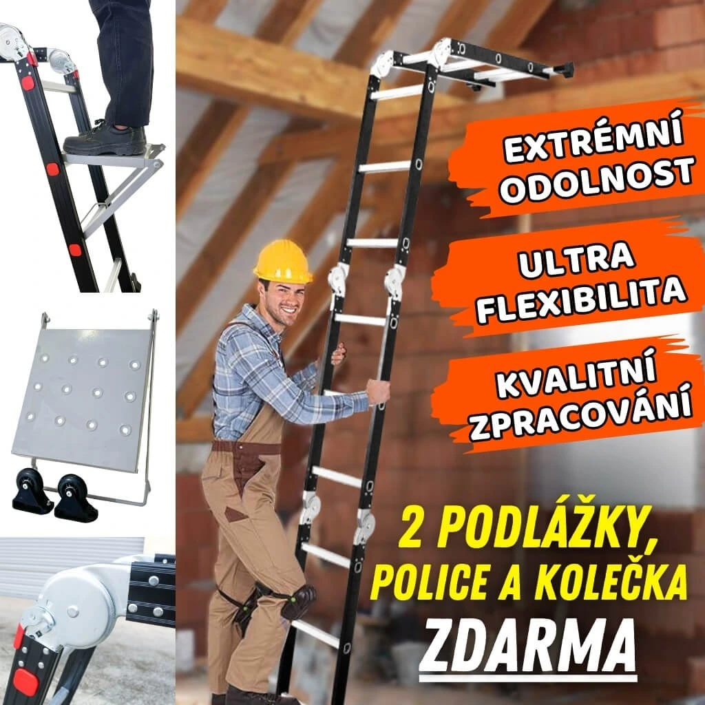Žebřík s podlážkami a polici